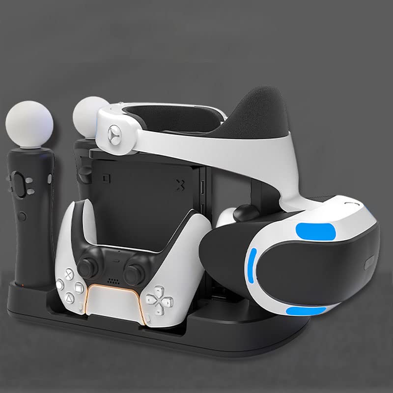 Захоце PS5 Премести Игра Рачка Мултифункционален Полнач База VR Очила Домаќин Складирање Заграда Додатоци (Црна HBP-265