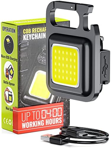 Ubrave COB CLEECHAIN ​​WORKEING SIGHT [1000LUMENS EXTRO-BRIGHT] TYPE-C Полнење, 4 режими на светлина, Flashlight Mini приврзок со