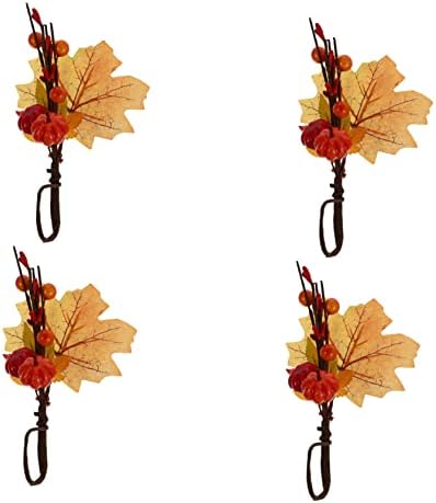 Didiseaon 4 парчиња јавор од тиква салфетки цветни украси Декори за домашна природа декор есенски салфетки прстени јавор лисја салфетка,