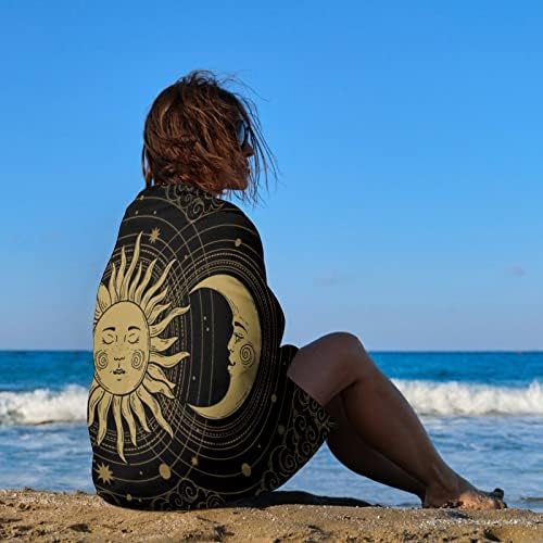 Tickpot Boho Moon Sun Sun Beach крпи за жени мажи девојчиња, преголеми крпи од плажа за патување, брзи суви крпи за пливачи, доказ