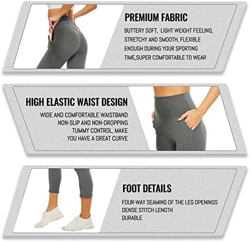 Капри хеланки со џебови за жени - Контрола на стомакот со високи половини, црни јога панталони за вежбање со активна облека за јога