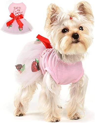 Флорал фустан од кучиња, XS, розова, летна облека за кучиња за мали кучиња девојче, симпатична облека за домашно кутре облека облека кучиња облека,