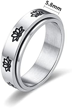 Не'рѓосувачки челик Спинер прстен лотос/ѓаволско око/таи чи/цвет/месечина фаза/срце/продолжете со анксиозноста на прстените