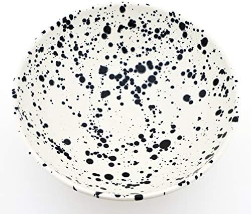 Уметнички ескудери керамички сад за појадок, рачно изработена и рачно изработена во другарска црна декорација. 4,13 x 4,13 x 2,56