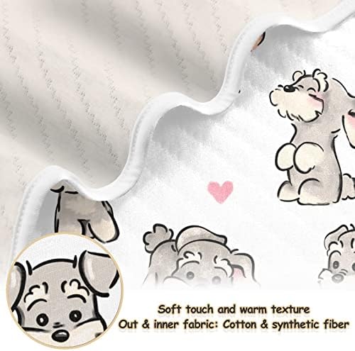 Swaddle Clainte yorkshire Dog Бело памучно ќебе за новороденчиња, примање ќебе, лесен меко висино ќебе за креветчето, шетач, расадник ќебиња,