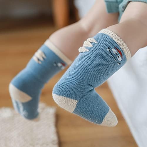 Комбинирани памучни чорапи на Кандсвит Бебе момче, Crew Crown Crown Non-Slip за новородени деца