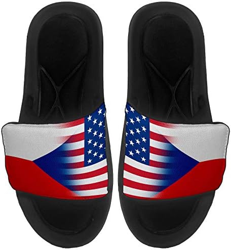 ExpressItbest Pushioned Slide -On Sandals/Slides за мажи, жени и млади - Знаме на Чешка - Ознака на Чешка