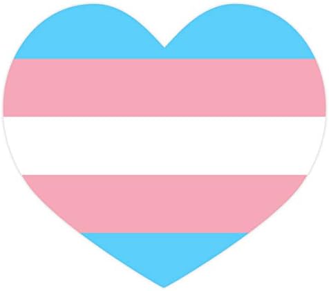 Применливо PUN Трансродно знаме на гордоста срце - налепница за винил - ширина од 4 инчи