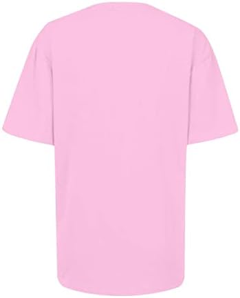 Летни врвови за жени 2023 модна маица обичен печатење пулвер со кратки ракави маички врвови блуза
