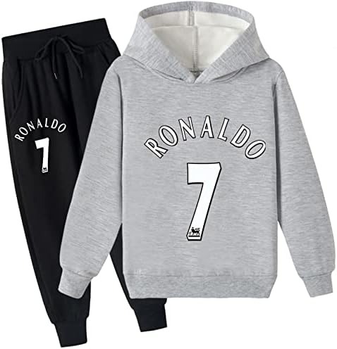 Zapion Kids Cristiano Ronaldo Sweatshirt and Sumpants Outfits Постави лесен долг ракав со аспиратор поставен случај случај