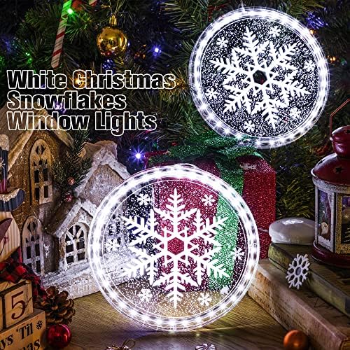 8 режими Божиќни прозорец светла, 8 '' Божиќни 3Д прозорец виси светла со затворени wallsидови прозорци патека за патио спална соба
