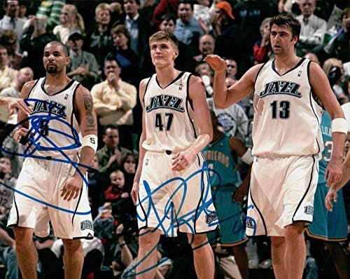 Карлос Бузер - Андре Кириленко потпиша 8x10 Двојна автоматска фотографија со COA - Автограмирана НБА фотографии