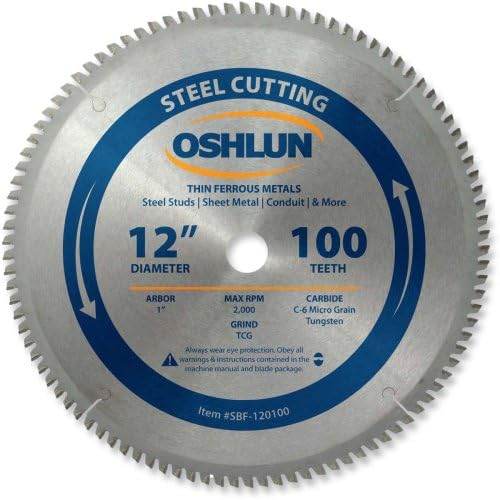 Oshlun SBF-120060 12-инчен 60 заби TCG Saw Saw со 1-инчен арбор за благ челик и железни метали