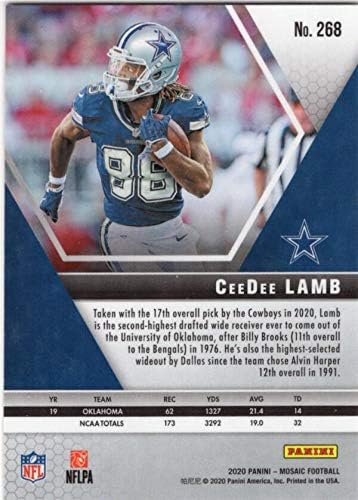 2020 Panini Mosaic 268 Ceedee Lamb RC Rookie Dallas Cowboys NFL Football Trading Card