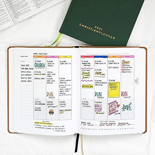 2021 Кристијан Планер | Библиски Весник и Книга за Благодарност 7 х10 Оригинален Дизајн На Тврд Повез Со Еколошки Сертифицирана Хартија | Месечен, Неделен, Дневен Орган