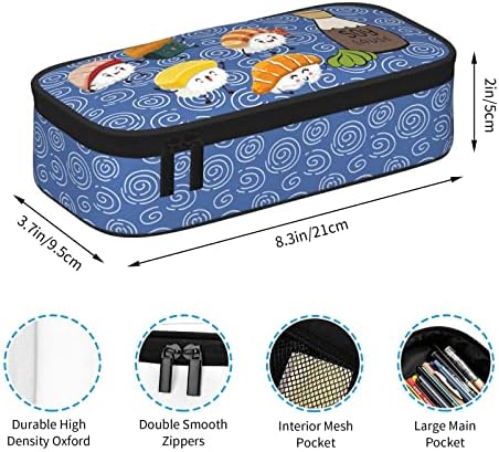 Jwzrene Sushi Pencil Case Case Голем капацитет Пенки за пенкало за молив торбичка мултифункционална стационарна торба за момчиња девојки жени