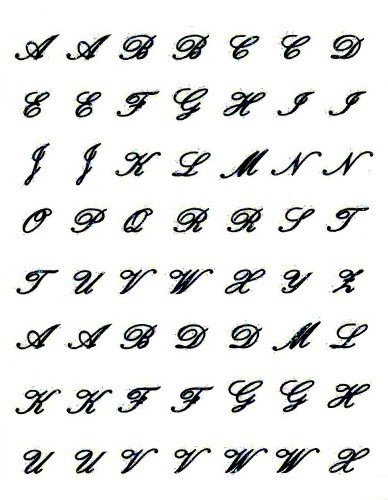Налепница за нокти/уметност за нокти - Колекција за потписи - азбука за скрипта
