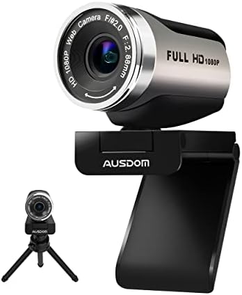 Ausdom FHD 1080p Веб Камера, AW615S Веб Камера За Компјутери, Микрофон За Намалување На Бучавата, Без Изобличување, 90-Степен FOV, Приклучок