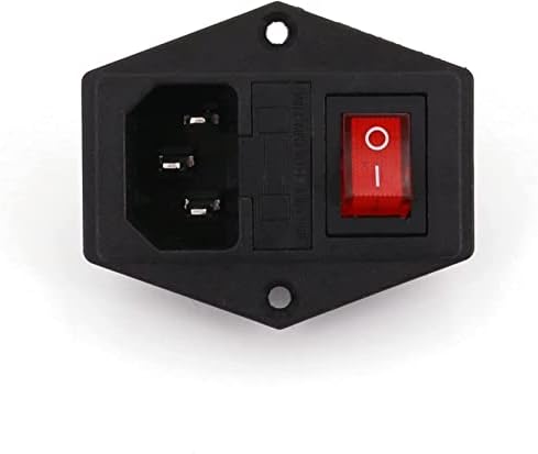 Gibolea Rocker Switch 10PCS AC-01A 250V/10A IEC320 C14 приклучок за напојување со 3-пински црвен индикатор за прекинувач на рокер тип на
