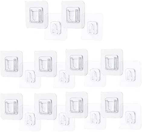 20 пара двострани лепила wallидни куки силна закачалка Транспарентна вшмукување чаша за складирање на wallидови за кујна бања