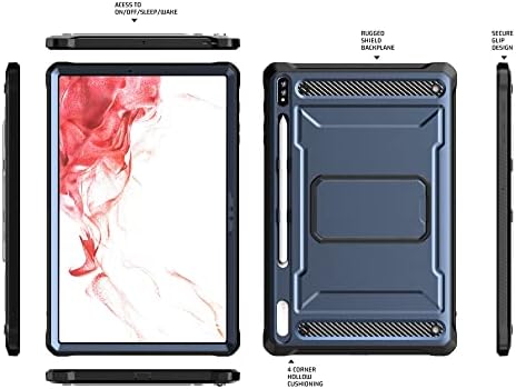 Таблет компјутер случај, компатибилен со Samsung Galaxy Tab S8 Plus/S7 Plus Case 12.4 инчи SM-X800/x806 SM-T970/T975-тешка должност