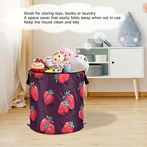Симпатична јагода Поп -доп за перење алишта со капаче за преклопување на капакот за складирање на капакот за склопување на простории за кампување за кампување