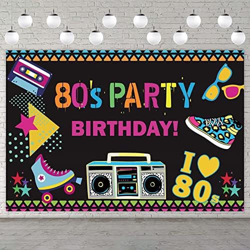 80 -та забава роденденски банер за позадината на позадината на позадината на позадината на позадината, сакам 80 -тина хип -хоп ретро тема декор