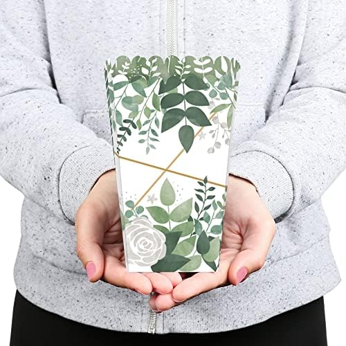Голема точка на среќа Бохо Ботаничка - Зелена забава Повојат кутии за третман на пуканки - сет од 12