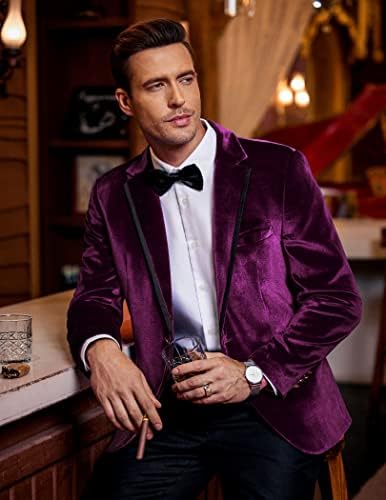 Coofandy Men Velvet Blazer Slim Fit Solid Едно копче Блејзер јакна Смокдедо за вечера за венчавки за венчавки