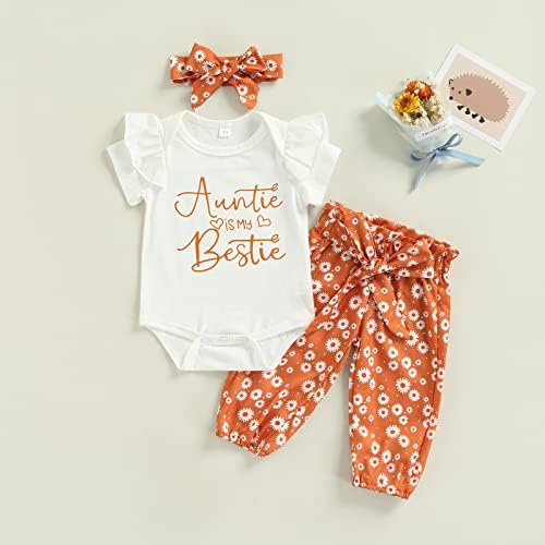 Sunwittafy новороденче новороденче облекување на девојчиња од бебиња со ракави, без ракави, плетено ромпер -боди, панталони со маргаритка летни