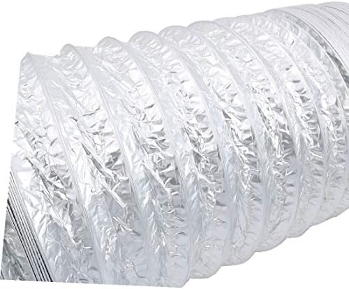 X-Gree 12-инчен алуминиумска фолија црева црева Флексибилна вентилација на цевки долга 4м долга со стеги (Manguera de papel de aluminio de
