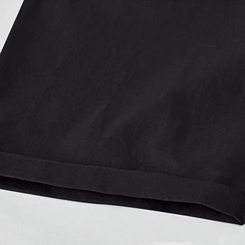 Womenените обични шорцеви памучни постелнини маргаритка печатени еластични џебови за влечење на половината
