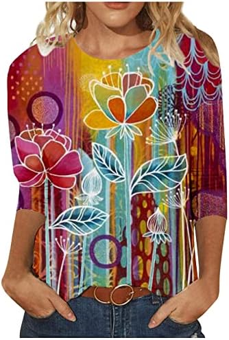 ДОПОКК кошули за жени 3/4 ракав плус големина работна пулвер лето боемска лажичка вратот тенка светлина плетени удобни блузи