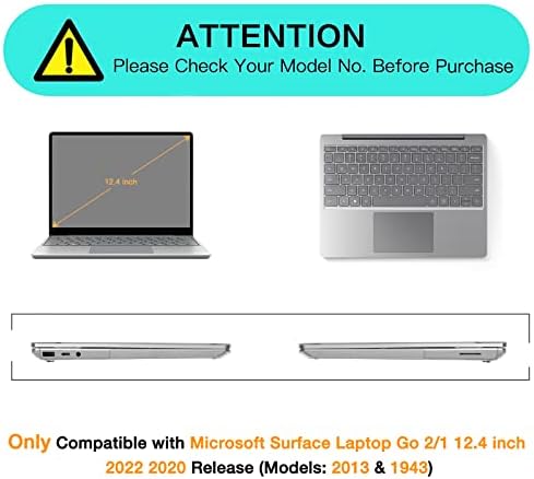 Мозио случај е компатибилен само со лаптопот на Microsoft Surface GO 2/1 12,4 инчи 2022 2020 Ослободување, Тешка заштитна пластична тврда обвивка