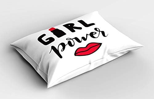 Ambesonne Girl Slogan Pillow Sham, калиграфија Фраза кармин во текст Инспиративен дизајн, декоративна стандардна големина печатена перница, 26 x 20, јаглен сива и вермилион