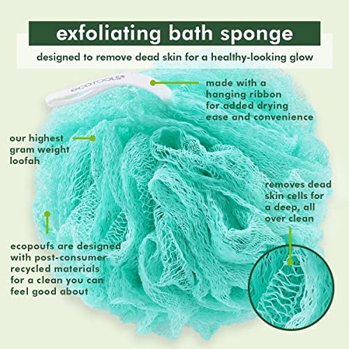 Ecotools Exfoliating Ecopouf Fine Netting Pouf; Богато латер, нежно чистење и ексфолијација за помазна, помека кожа; Само -грижа преку нега на кожата, разновиден