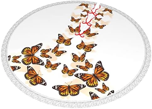 Портокал Пеперутка Раб Работ Елка Задебелена Престилка, Празник Декоративни Дрво Здолниште
