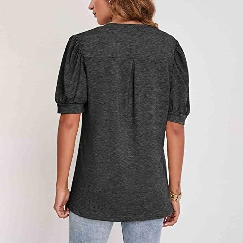 Xiaxogool преголеми женски врвови, облечени обични маички за ракав, маички V-врата Основни блузи цврсти кошули 2023 лето