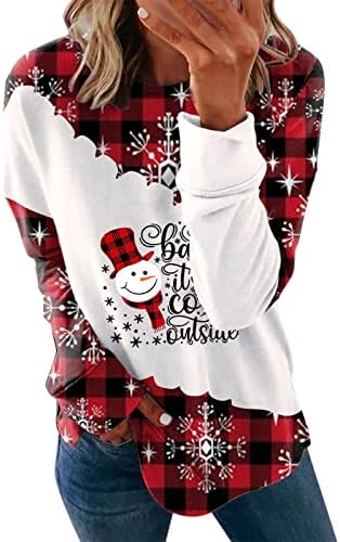 Божиќен Дуксер Фандреам За Жени Божиќни Блузи Со Божиќен Принт Без Качулка Плус Големина Пуловер Џемпери За Жени