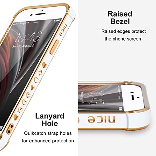 L-FADNUT Компатибилен со iPhone SE 2020 Случај iPhone 7/8 Случај iPhone SE 2022 Случај Жени Девојки Симпатична Блинг Срце Дизајн