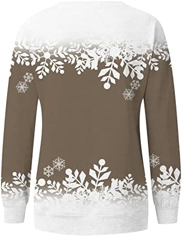 Падот на џемпери за жени божиќни кошули за печатење на вратот Преголема униформа женски тренинзи врвови