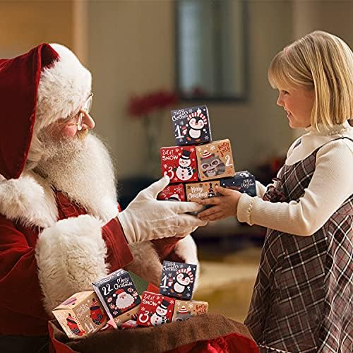 Локипа Божиќ Доаѓањето Календар Кутии, 24 Дена Крафт Хартија Доаѓањето Одбројувањето Подарок Кутии За Деца и Семејство