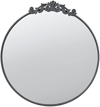 А&засилувач;Б Дома Круг Огледало, 36x39 Голем Ѕид Монтирани Огледала Со Круг Црна Метална Рамка За Бања Спална Соба Дневна Соба Влез