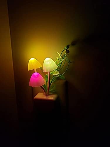 AUSAYE 2 ПАКЕТ LED Сензор Ноќно Светло Приклучок За Ноќно Светло Светилка За Промена На Бојата Декор За Печурки, Мини Слатки Ноќни Светла