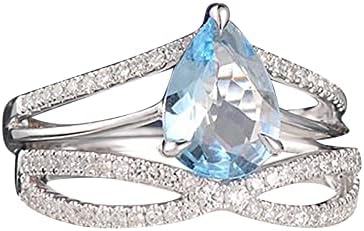Прсти прстени за жени Исклучителен дијамантски прстен Елегантен ринстон ветувачки прстен накит мода сини цирконски прстени за жени кои редат прстени