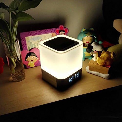 Aisuo Night Light - 5 во 1 ламба со Bluetooth звучник, 12/24H Дигитален календарски часовник, контрола на допир и затемнување на бојата, поддржувајте