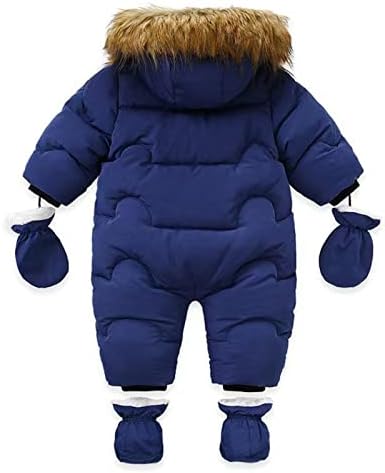 Момчиња за новороденчиња девојчиња зима згуснат палто со качулка џебна јакна Сноуит со нараквици Детето за ветровит 2Т снег костуми девојки