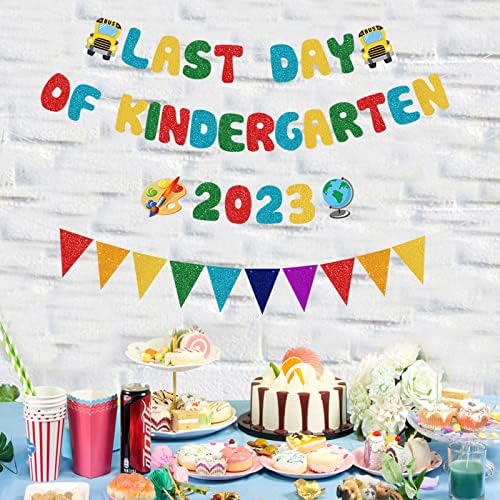 Декорации за забава во градинка, банер -стрими - 3 парчиња комплети 2023 Детски Конгрес Град Гарланд, Последен ден на Банери за градинки