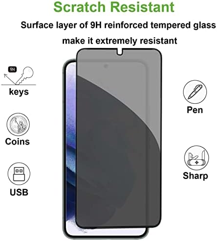 Заштитник На Екранот за приватност За Samsung Galaxy S21 5G 6.2 Инчен Калено Стакло [2 Пакет] Со Заштитник На Објективот На Камерата [2 Пакет].Анти-шпион, Без Меурчиња, 9H Цврстина