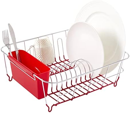 Слатка домашна колекција 2 парчиња за сушење на садови за сушење на садови со држач за прибор Едноставно лесен за употреба се вклопува во повеќето